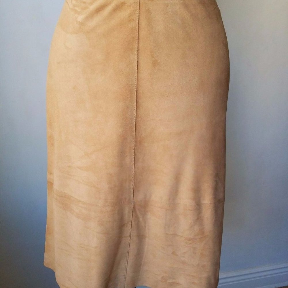 Dolce & Gabbana Beige Suede Skirt Leopard Lining VTG Excellent !!